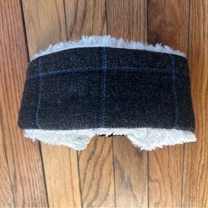 Dark Gray/Blue Plaid Faux Fur Lined Headband